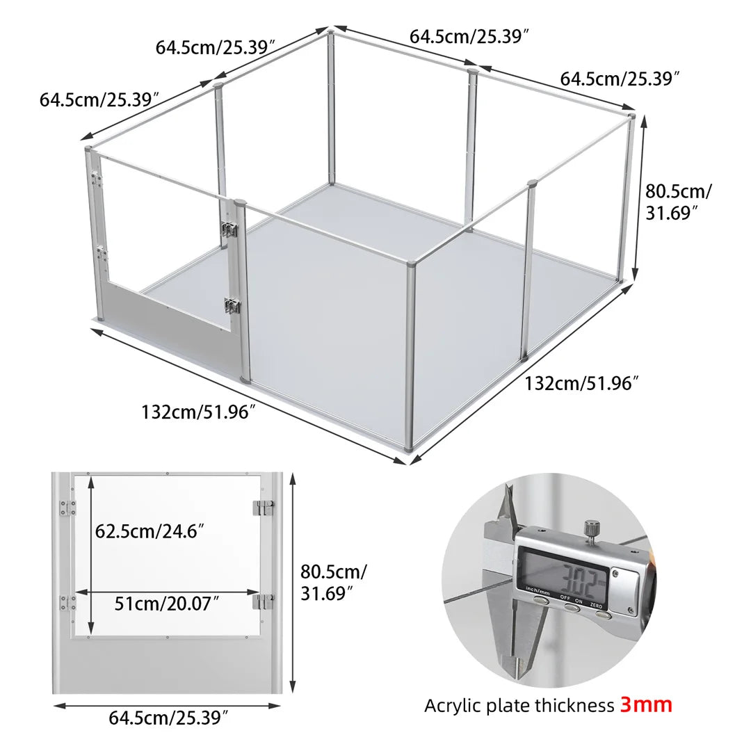 Bingopaw Clear Acrylic Pet Playpen For Dogs Small Animals