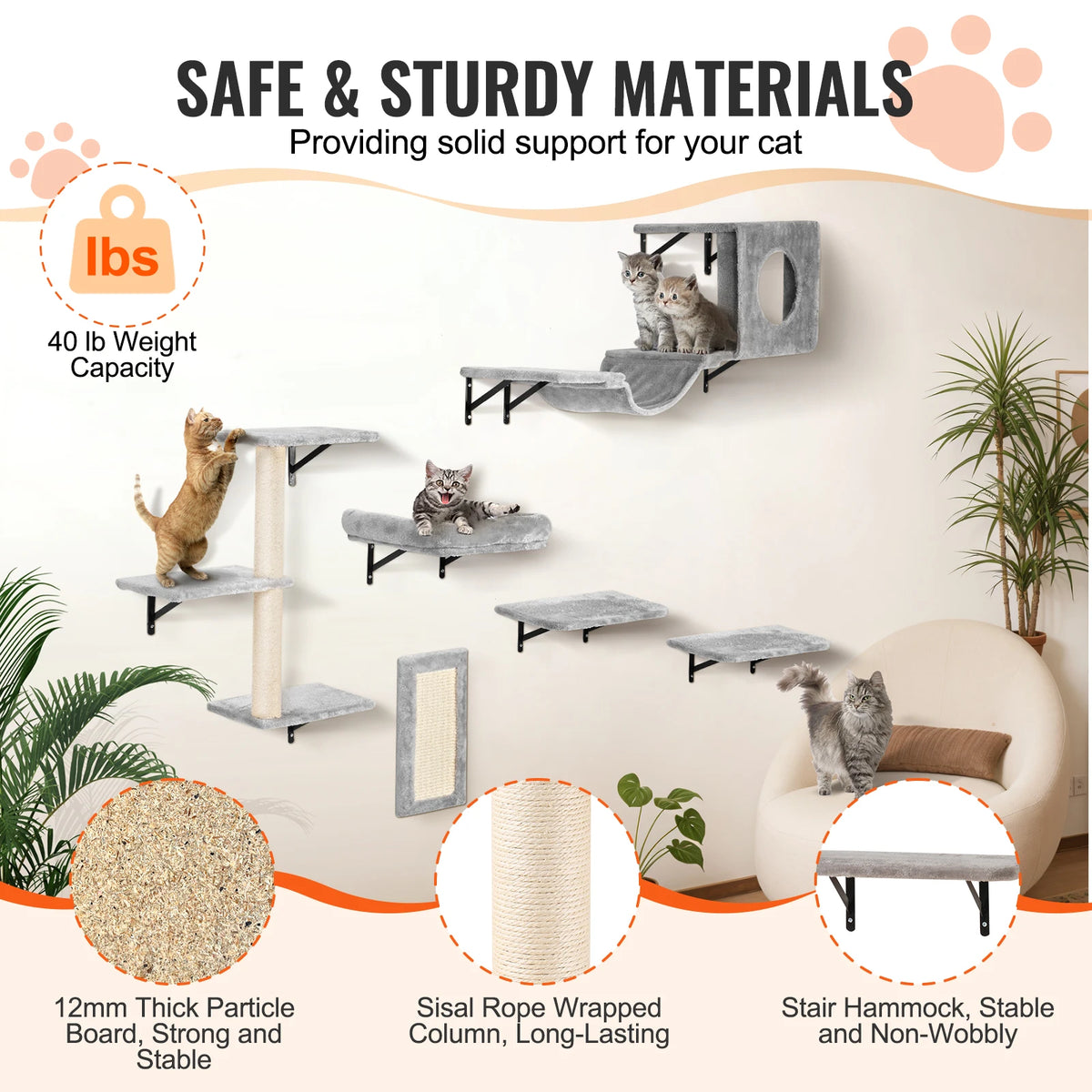 Wall Mounted Cat Shelves And Perches With Jumping Boards