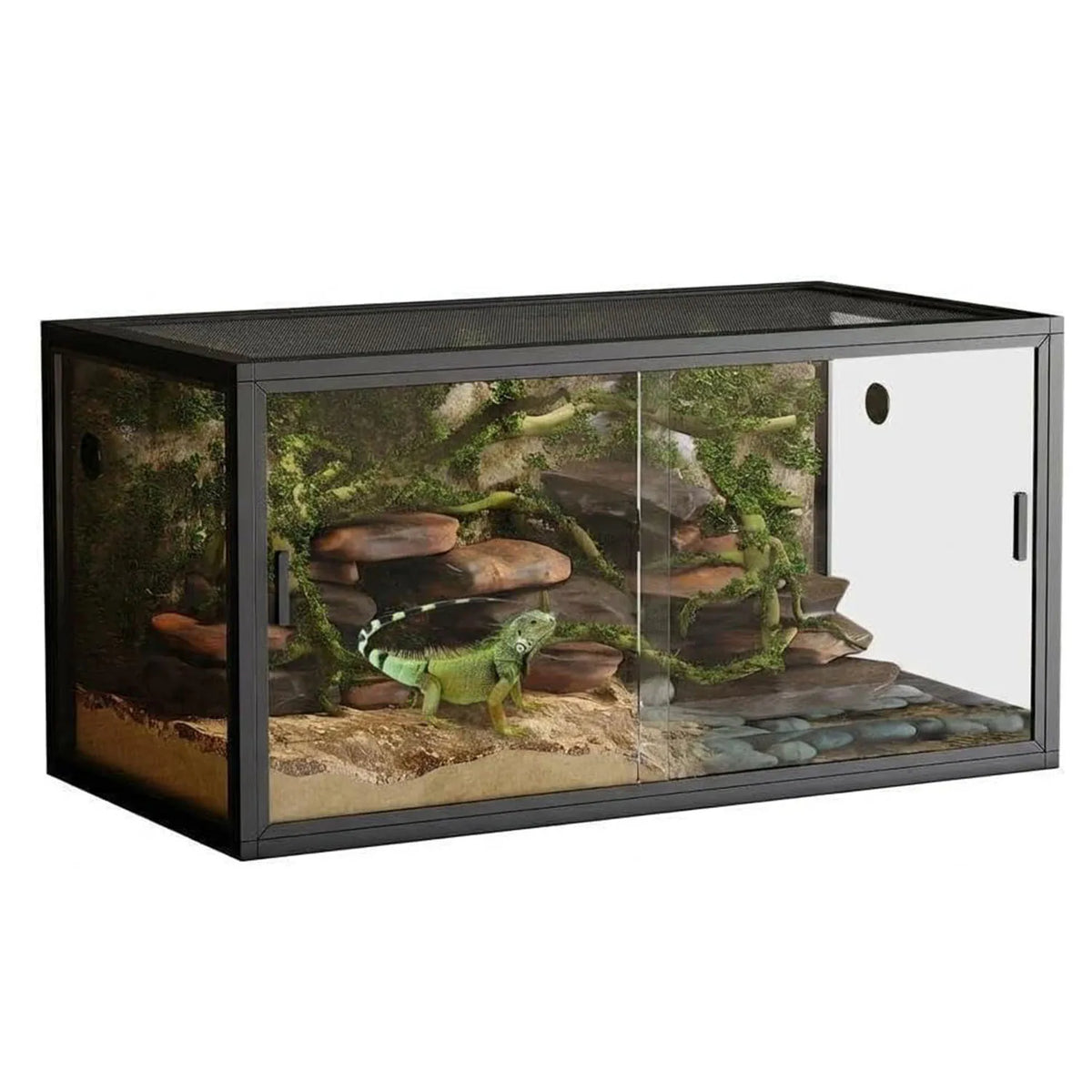 HiMISS Reptile Terrarium With Sliding Glass Doors And Screen Ventilation