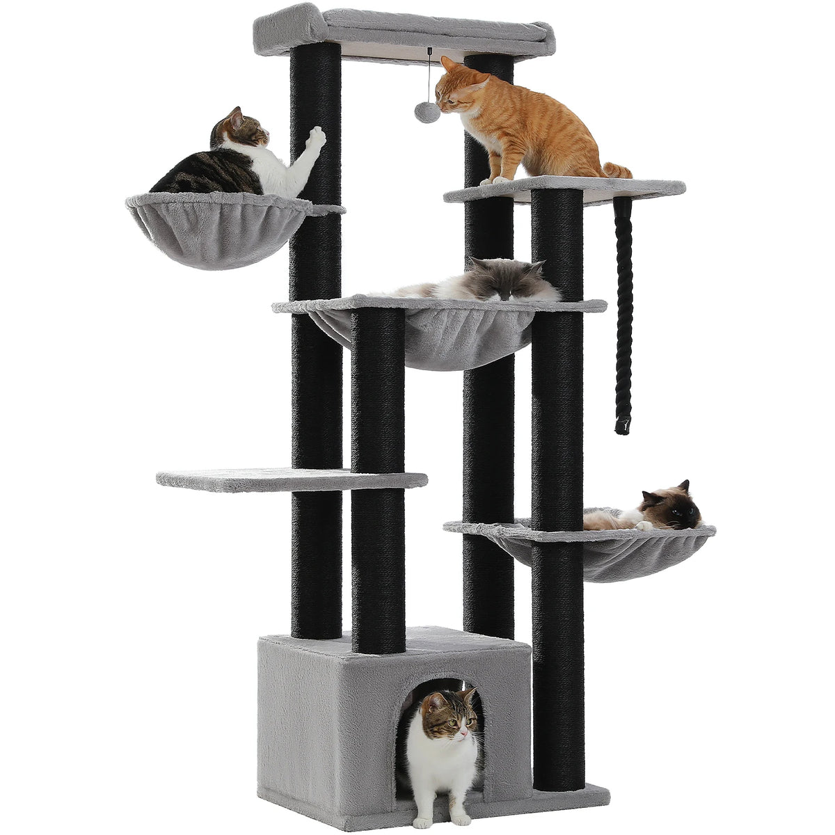 PEQULTI Cat Tree With Condo Hammocks And Scratching Posts