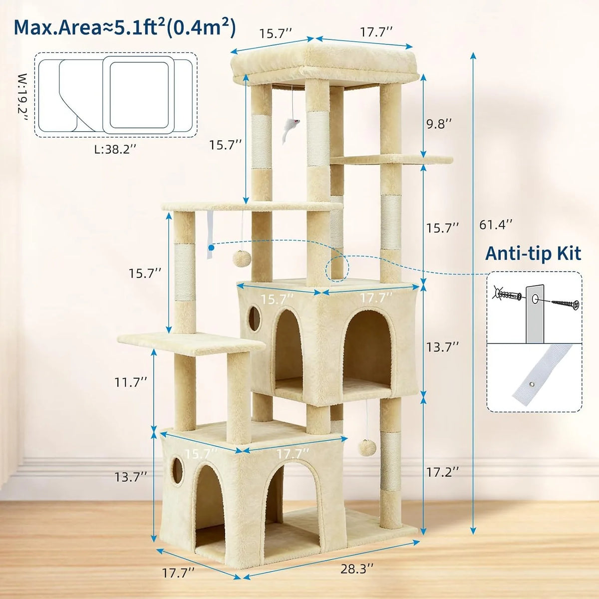 Multi Level Cat Tree With Scratching Posts Condos And Toys