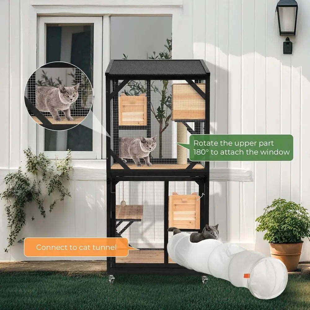 Nicedday Four Tier Outdoor Cat Catio With Removable Platforms