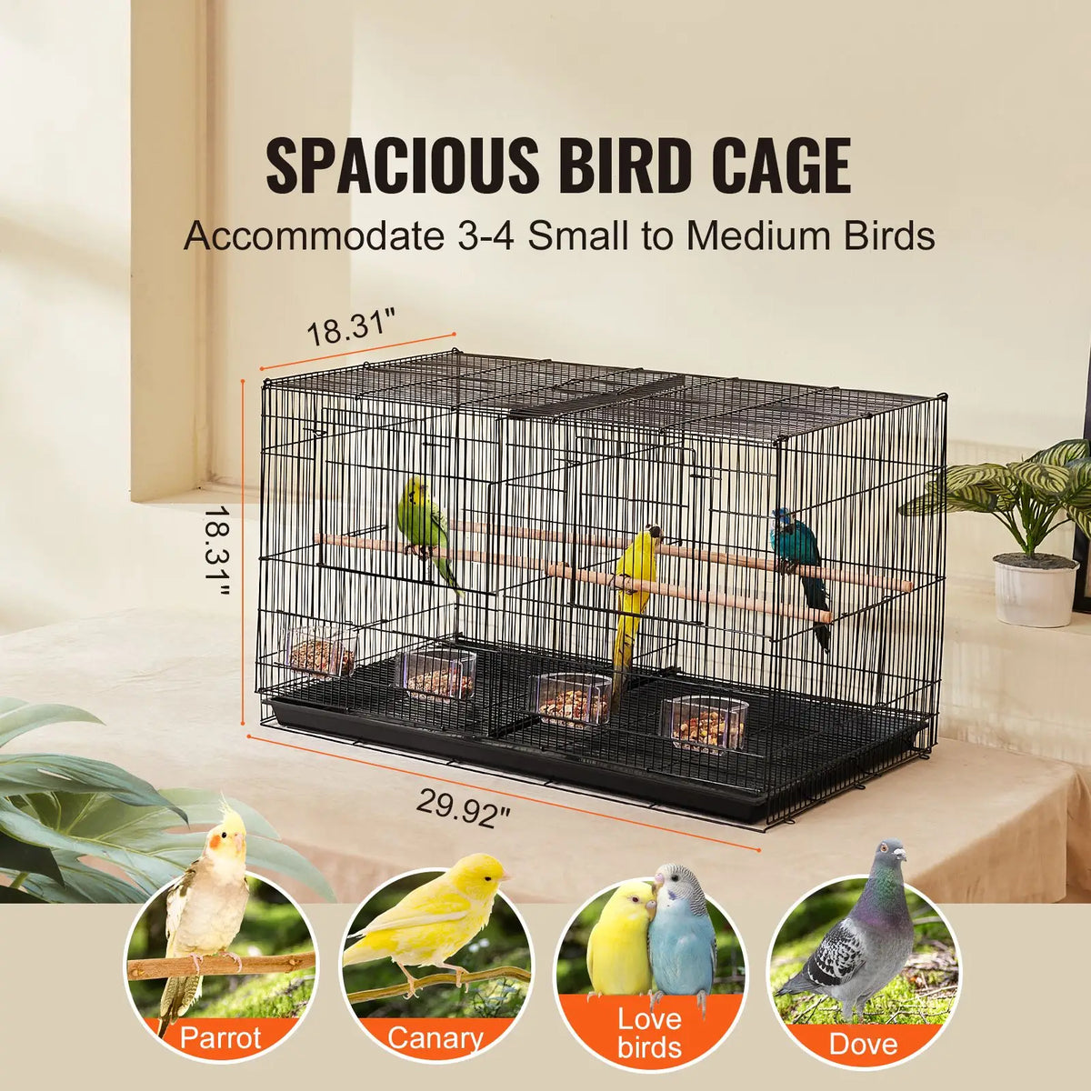 Stackable Divided Bird Cage For Parakeets And Cockatiels