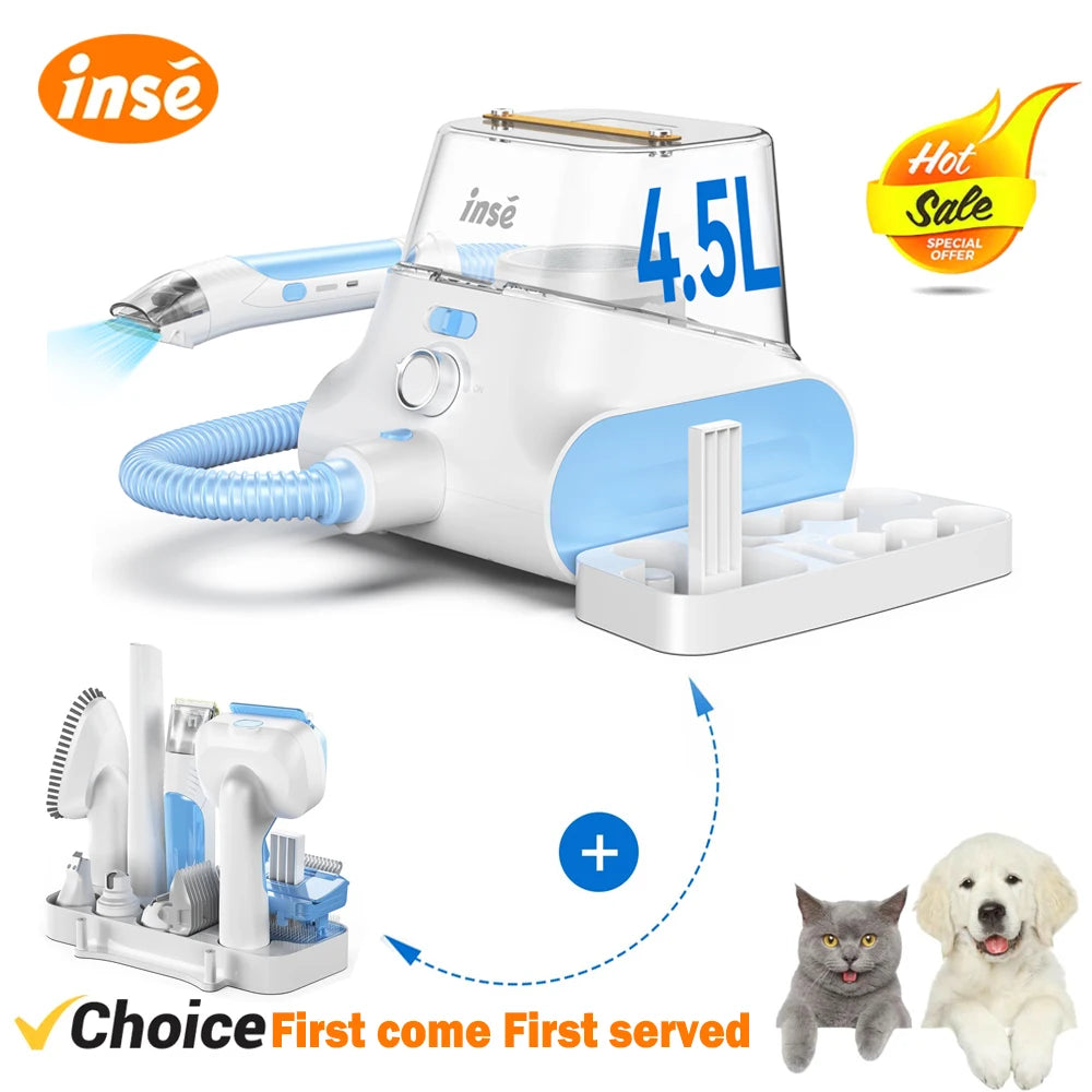 INSE P30 Low Noise Pet Grooming Vacuum With Clipper and Hair Collection