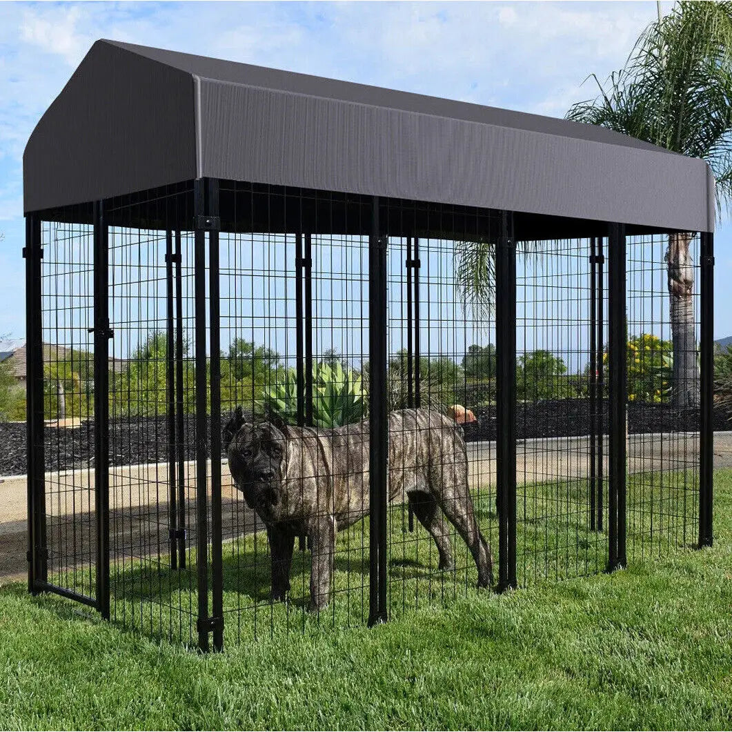 Outdoor Dog Kennel Enclosure With Roof And Playpen