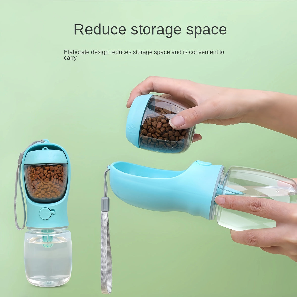 Portable Pet Water Bottle With Food Storage For Outdoor Travel