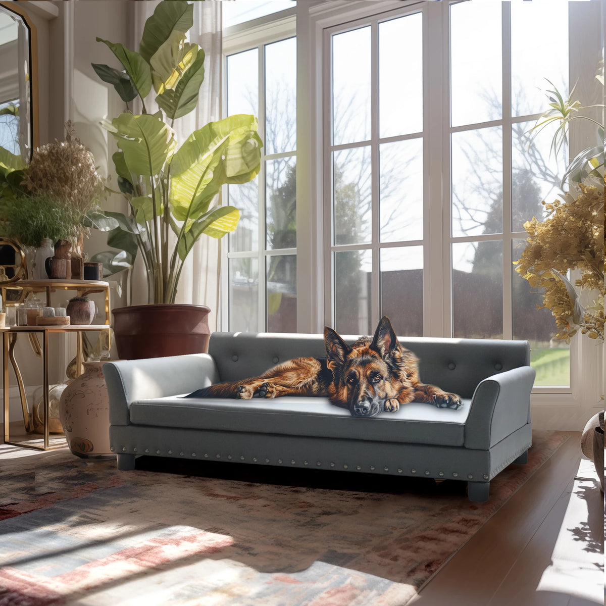 BINGOPAW Durable Waterproof Leather Elevated Dog Sofa Bed for Comfort