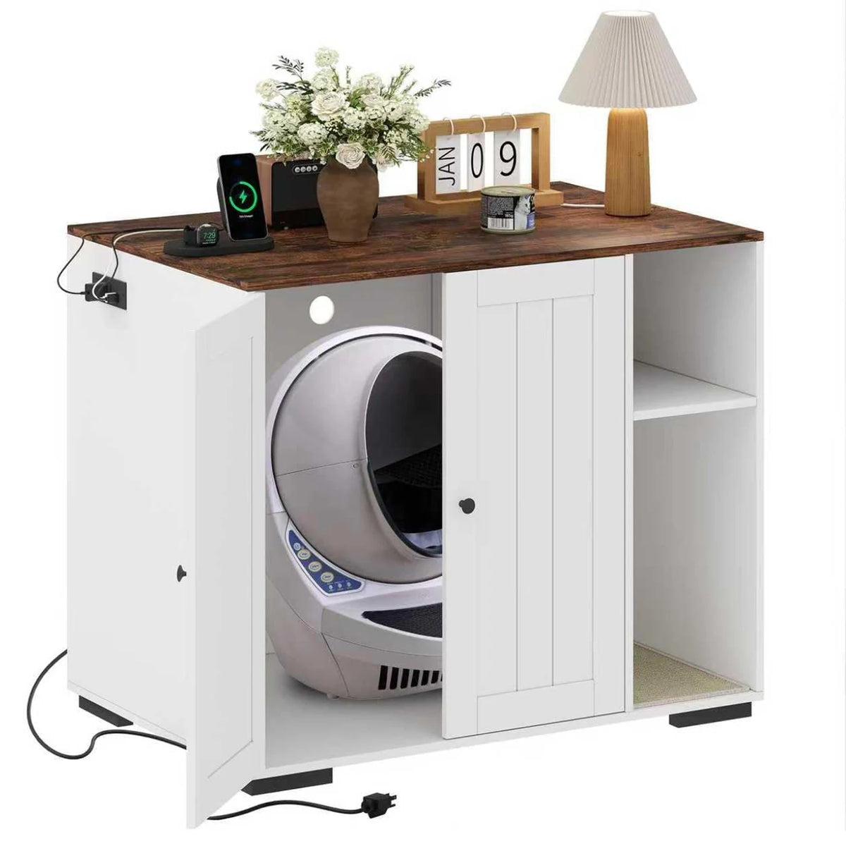 HiMISS Dog Proof Cat Litter Robot Enclosure With Power Outlet