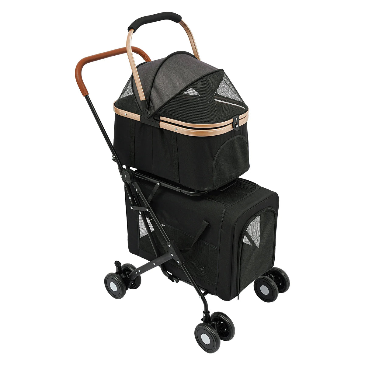 Bymaocar Foldable Two Tier Pet Stroller For Comfortable Dog Travel