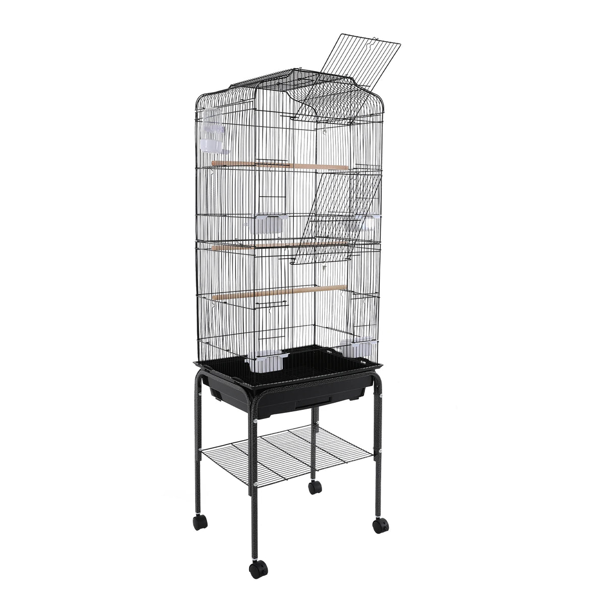 Spacious Iron Bird Cage With Wheels For Cockatiels And Finches