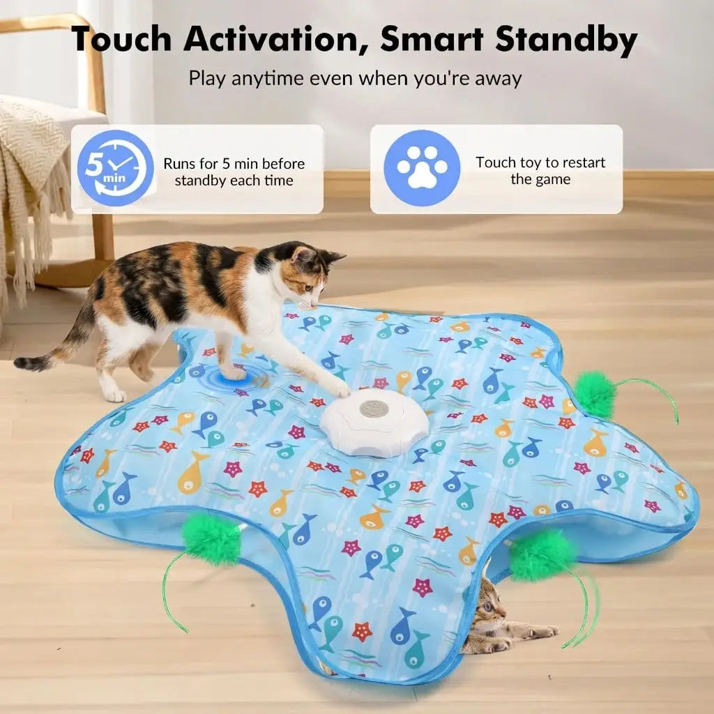 Automatic Rechargeable Interactive Cat Toy With Moving Feathers