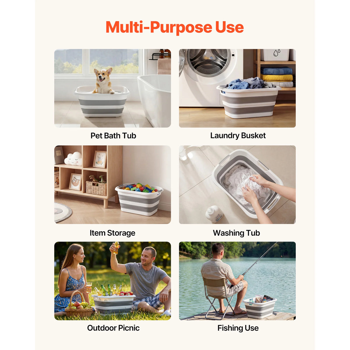 SucceBuy Portable Collapsible Dog Bathtub With Built In Drainage