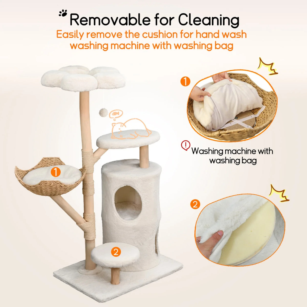 BINGOPAW Multi-Level Cat Tree With Sisal Scratching Posts And Condo