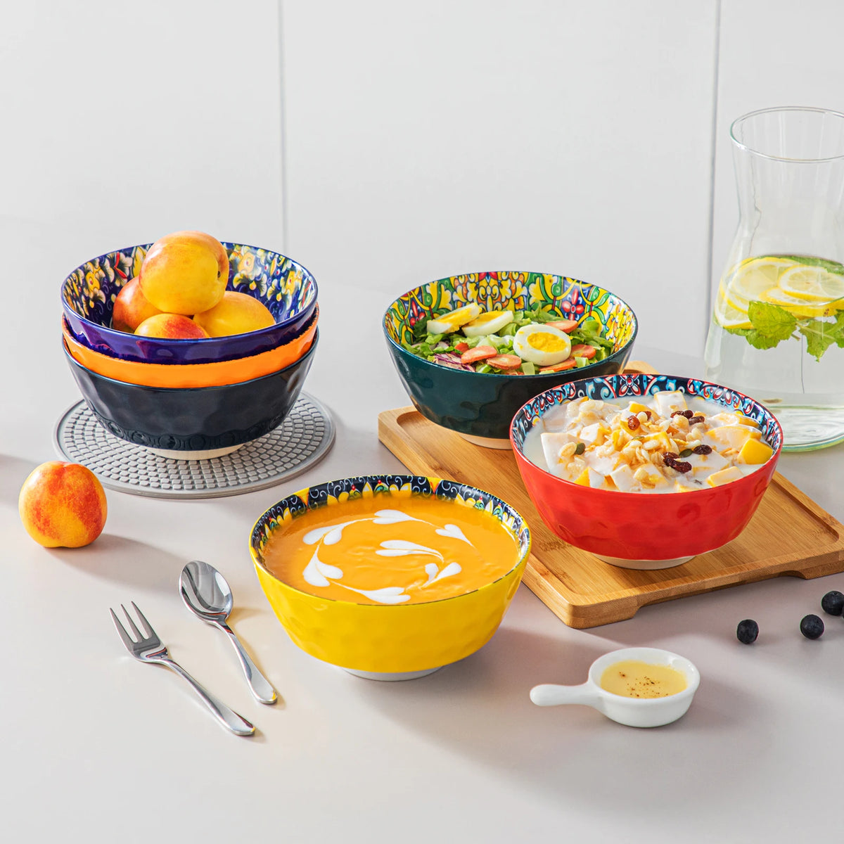 MALACASA Premium Ceramic Bowl Set Dishwasher Oven Safe