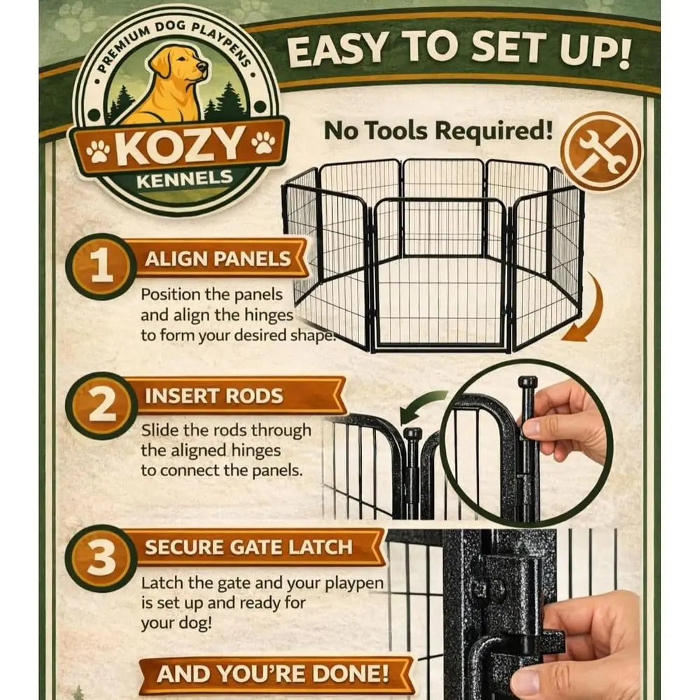 Portable Metal Dog Playpen With Case For Indoor Outdoor Use
