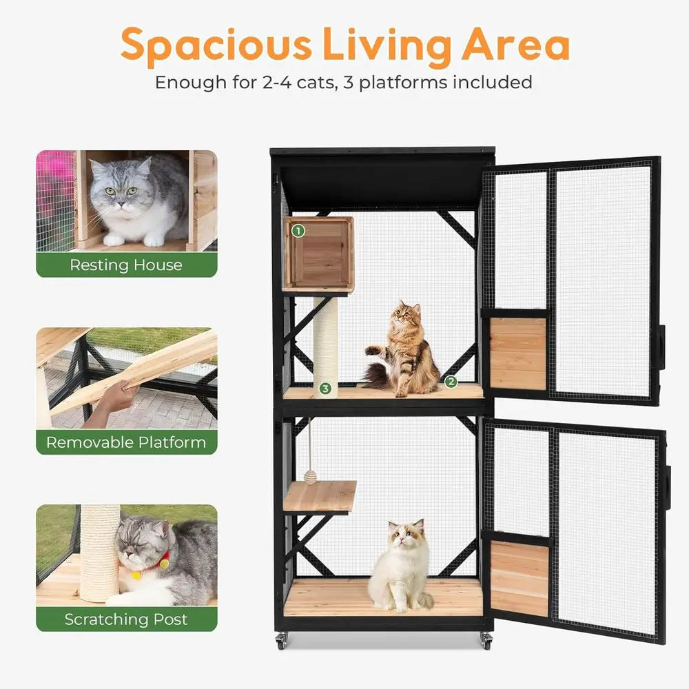 Nicedday Four Tier Outdoor Cat Catio With Removable Platforms