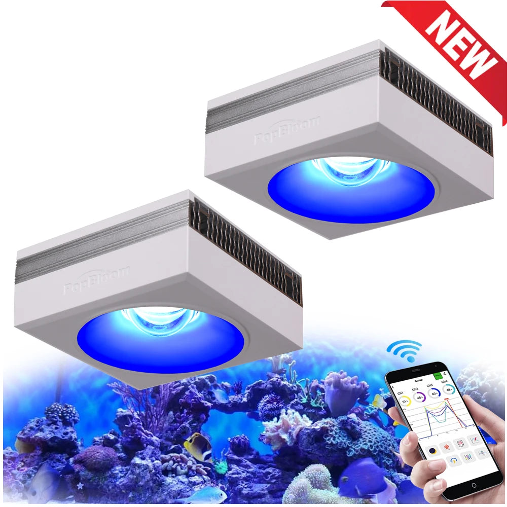PopBloom WiFi Full Spectrum LED Reef Aquarium Light for Coral