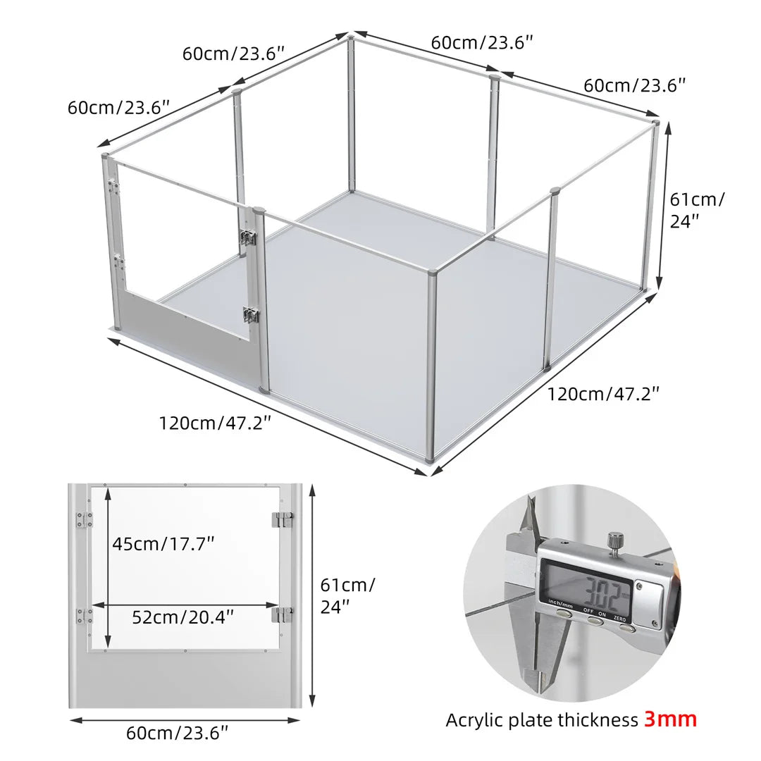 Bingopaw Clear Acrylic Pet Playpen For Dogs Small Animals