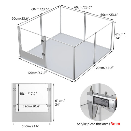 Bingopaw Clear Acrylic Pet Playpen For Dogs Small Animals
