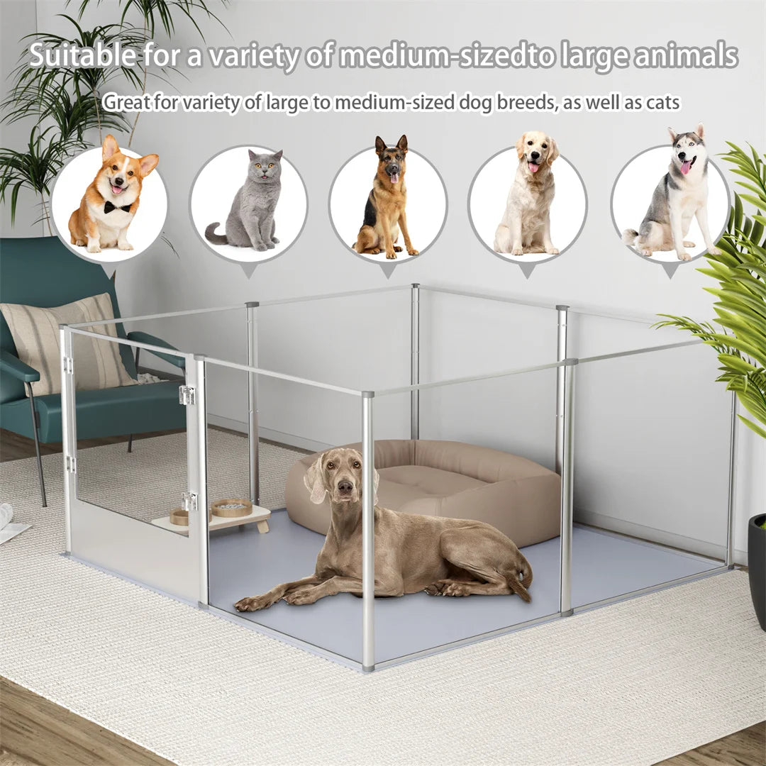 BINGOPAW Acrylic Whelping Playpen With Waterproof Pad For Pets