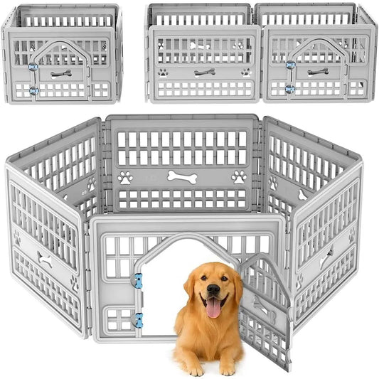 Secure Indoor Outdoor Pet Playpen Gate for Dogs and Cats