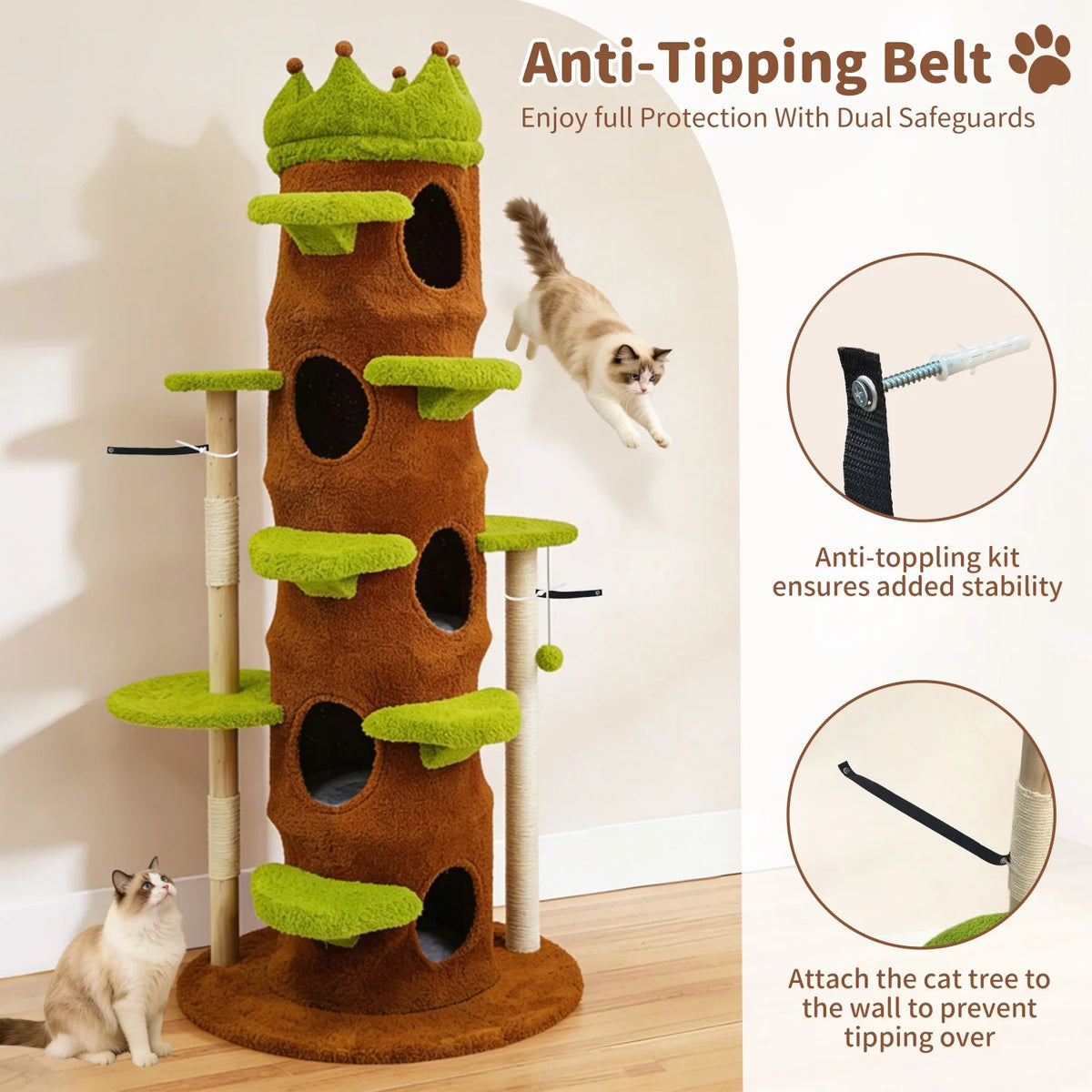Indoor Cat Tree Tower With Plush Perch Stairs And Condo