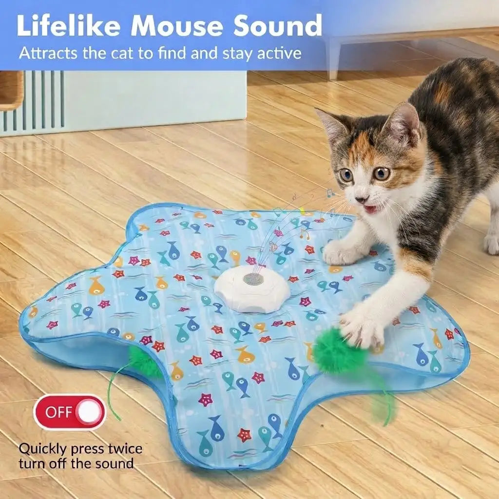 Automatic Rechargeable Interactive Cat Toy With Moving Feathers