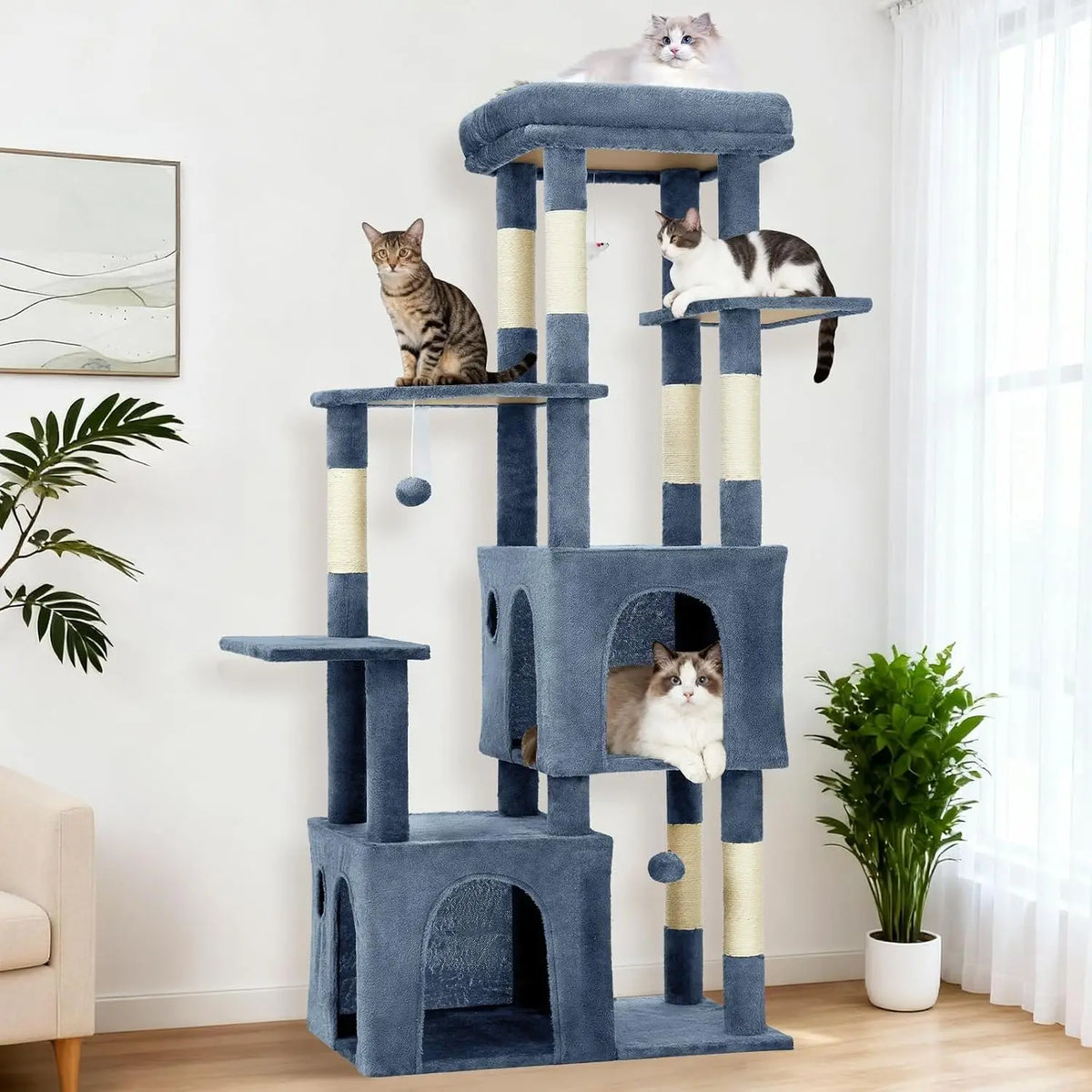 Multi Level Cat Tree With Scratching Posts Condos And Toys