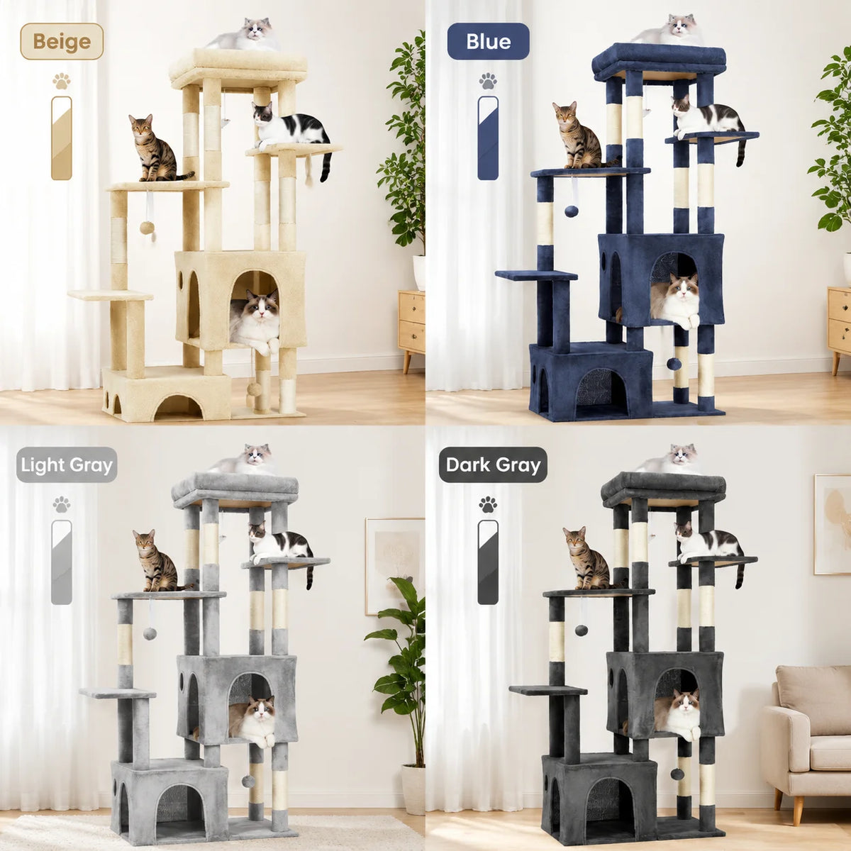 Multi Level Cat Tree With Scratching Posts Condos And Toys