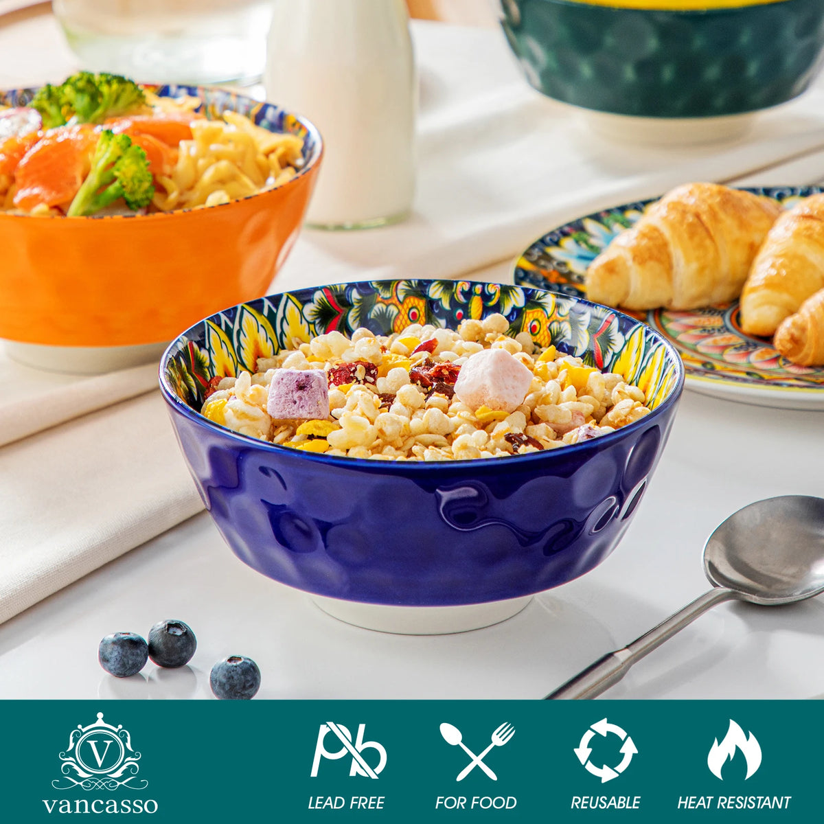 MALACASA Premium Ceramic Bowl Set Dishwasher Oven Safe