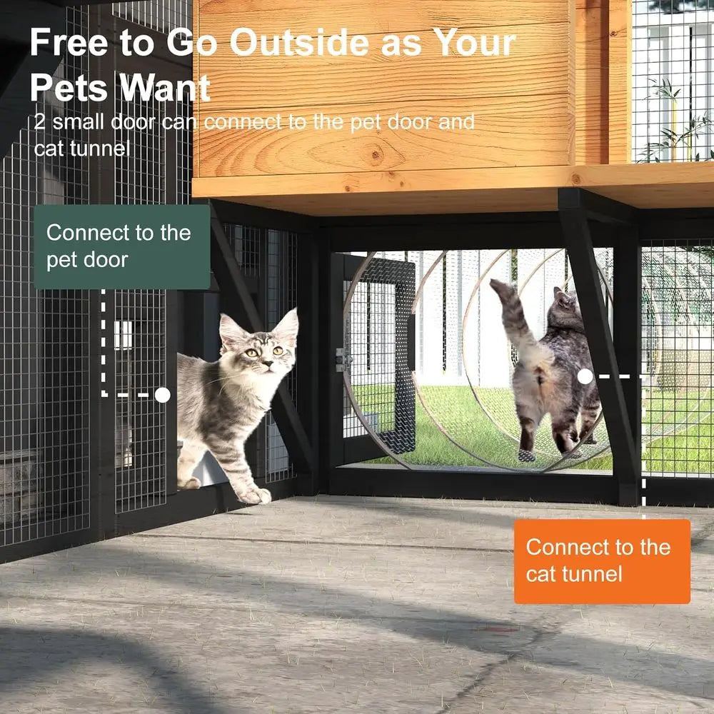 Premium Outdoor Cat Catio Enclosure With Weatherproof Roof