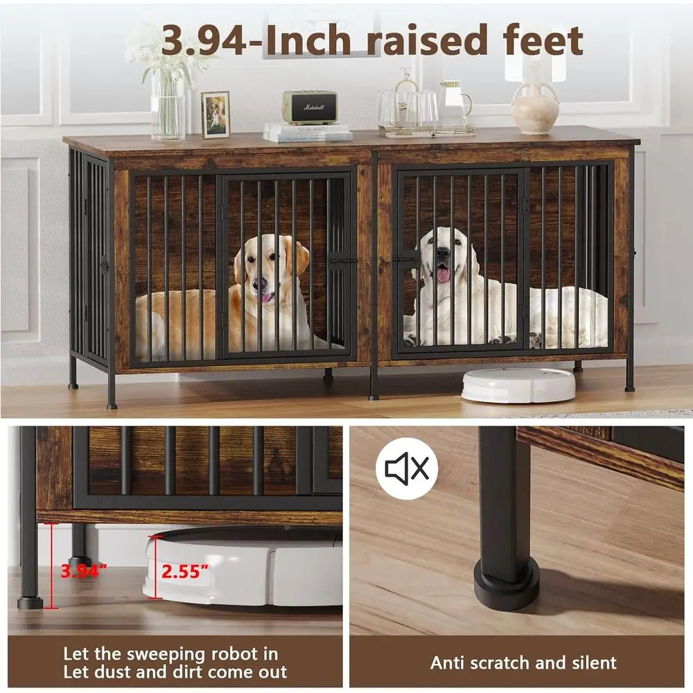 Heavy Duty Indoor Dog Crate Furniture for Two Dogs