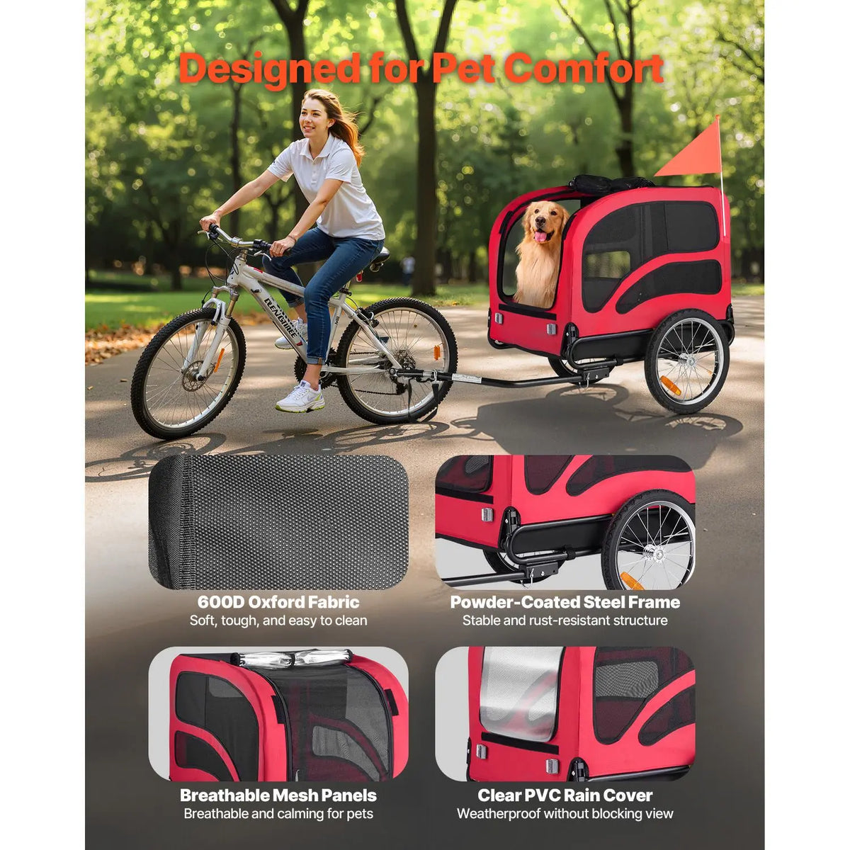 Premium Folding Dog Bike Trailer For Secure Pet Leisure Rides