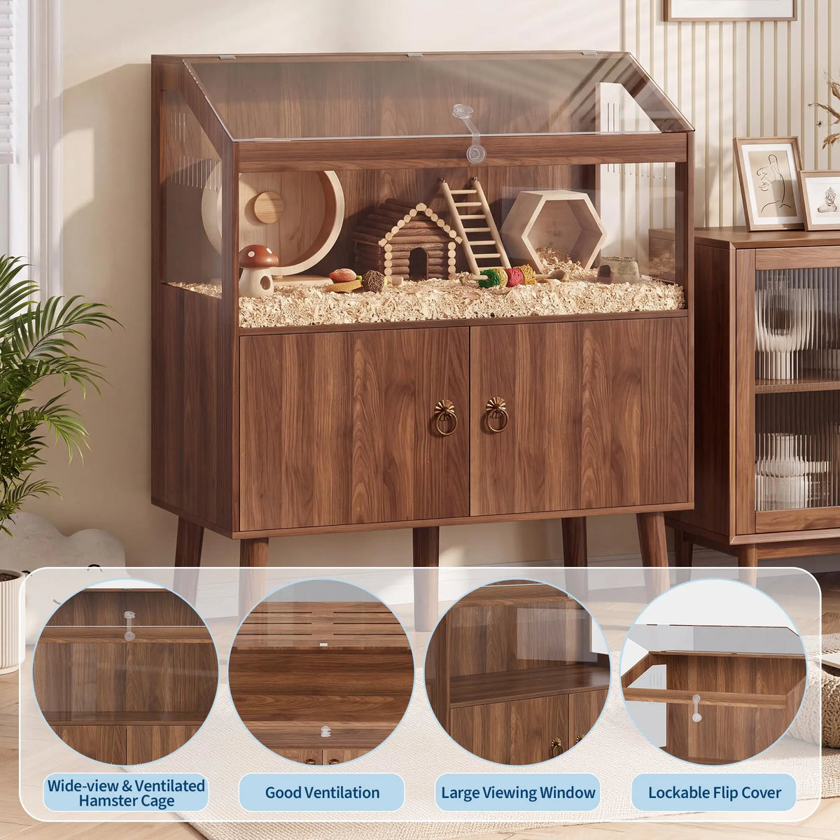 Premium Wooden Pet Enclosure Cabinet Housing For Hamsters