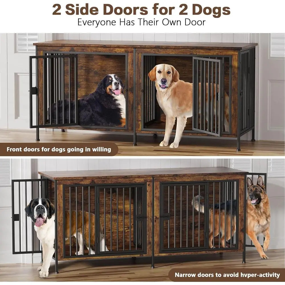 Heavy Duty Indoor Dog Crate Furniture for Two Dogs