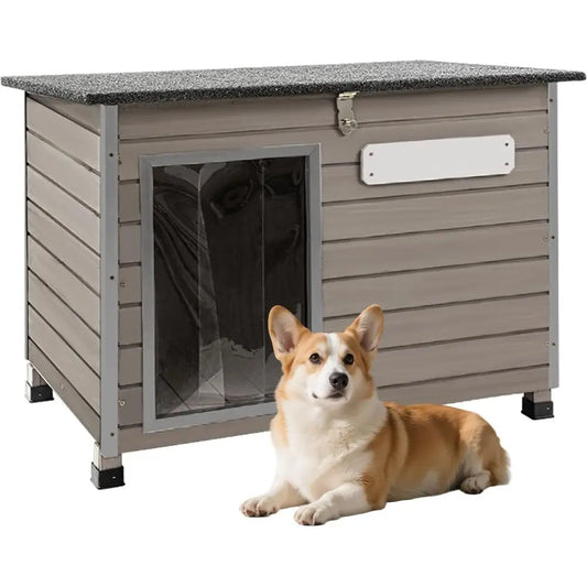 Durable Indoor Outdoor Wooden Dog House With Weather Resistant Curtain