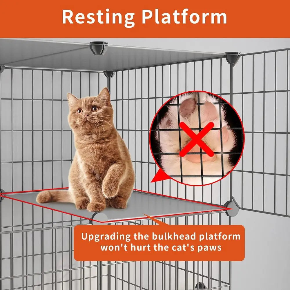 Two Tier Metal Cat Cage With Detachable Litter Box Kennel