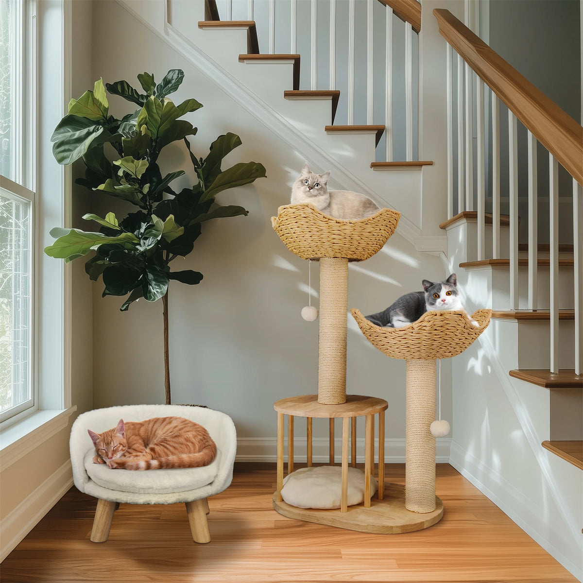 BINGOPAW Cat Tree Tower With Condo And Sisal Scratching Post