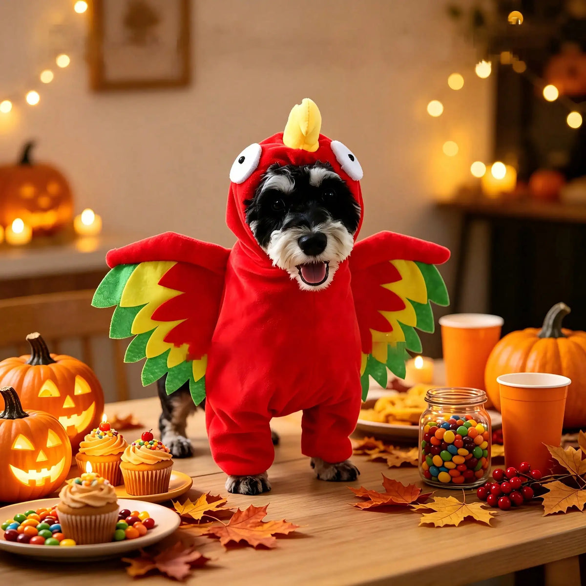 Halloween Pet Turkey Costume With 3D Wings For Dogs