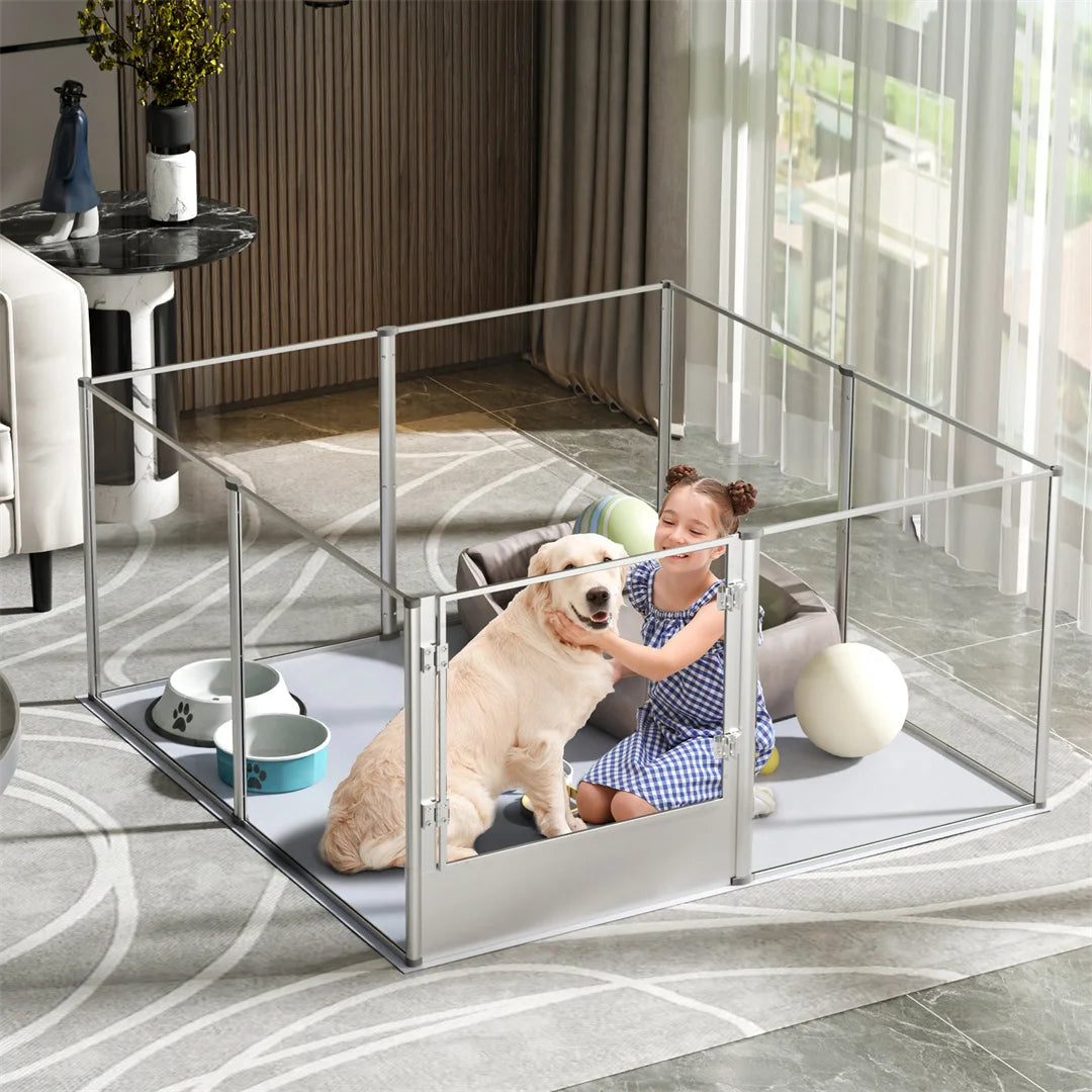 BINGOPAW Acrylic Whelping Playpen With Waterproof Pad For Pets