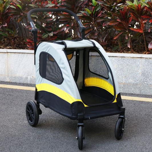 Folding Pet Travel Stroller Wagon with Safety Leash