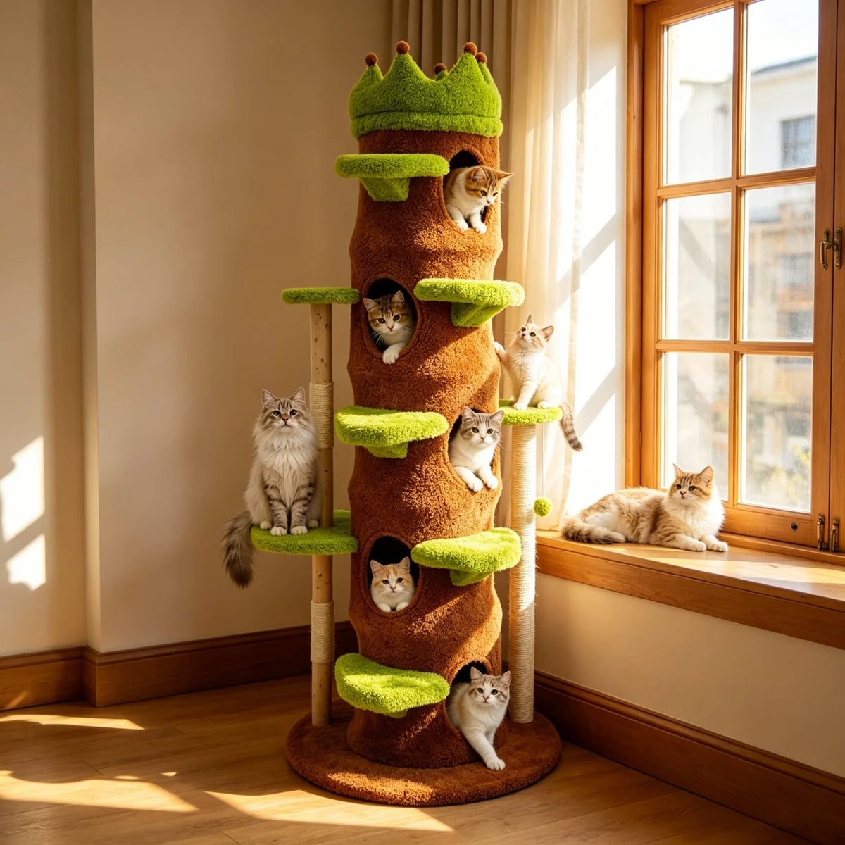 Indoor Cat Tree Tower With Plush Perch Stairs And Condo