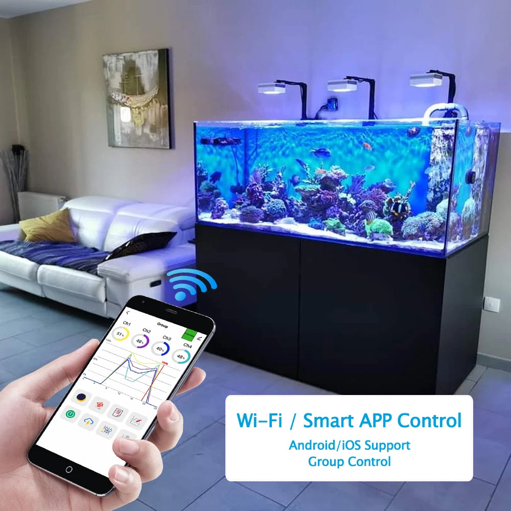 PopBloom WiFi Full Spectrum LED Reef Aquarium Light for Coral