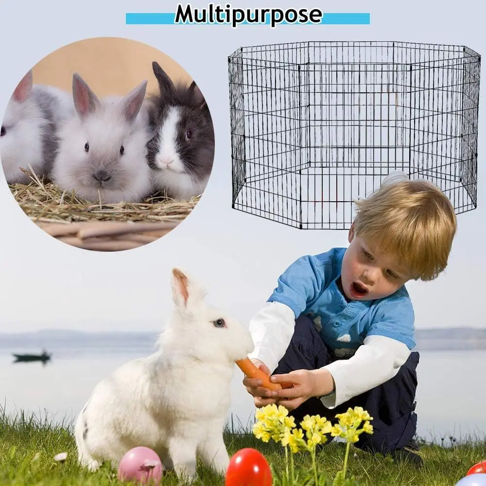 Portable Metal Pet Playpen for Dogs, Puppies and Cats Indoor Outdoor Use