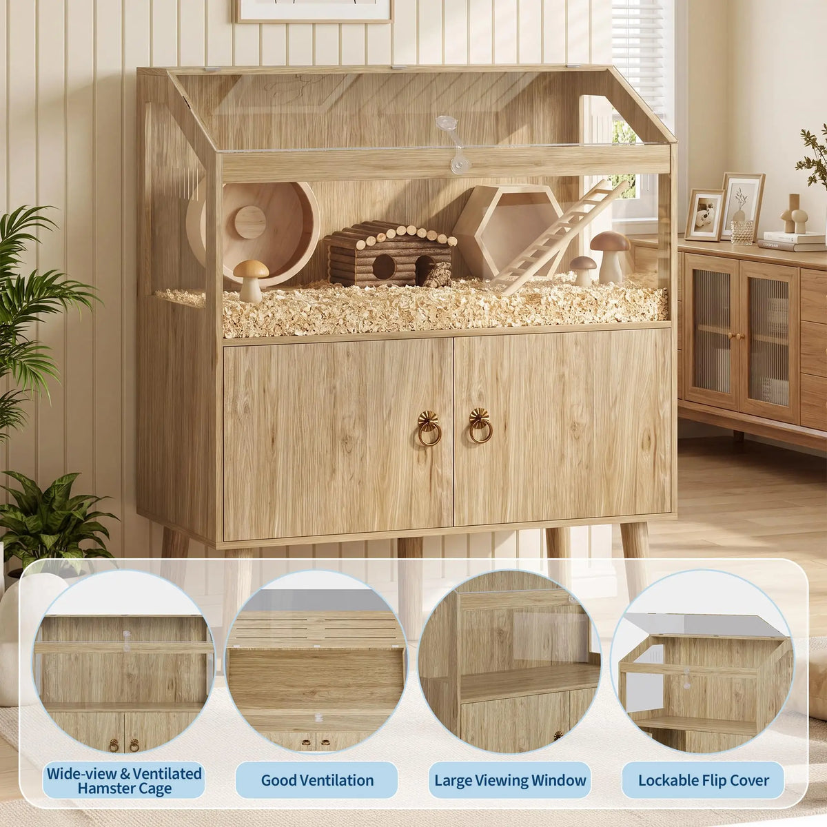 Premium Wooden Pet Enclosure Cabinet Housing For Hamsters