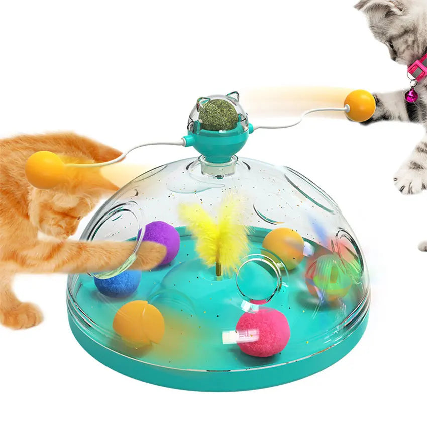 Interactive Battery Powered Cat Turntable Track Ball Toy