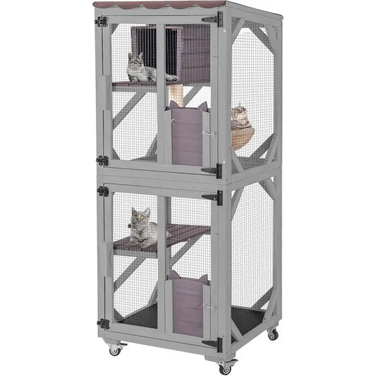 Mobile Cat Catio Enclosure With Wheels And Waterproof Cover